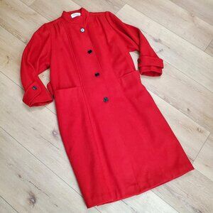 Vintage Signatures by Style VI Ltd Womens Wool Pea Coat Long Maxi Red Size 8 USA